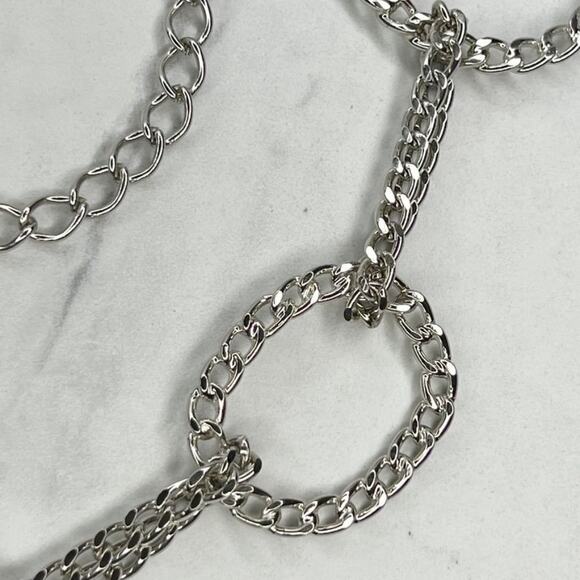 Silver Tone Open Circle Hoop Metal Chain Link Belt Y2K Festival ✨ - Picture 3 of 12